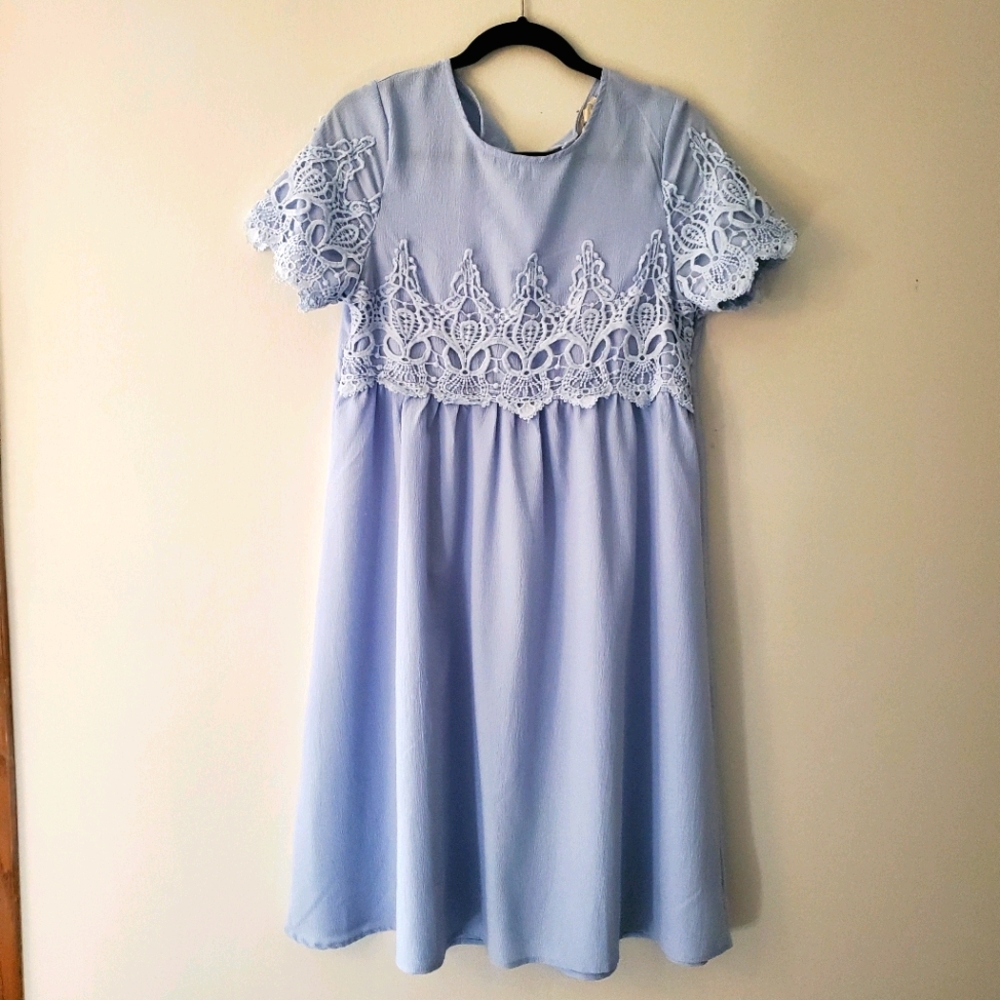 Gorgeous baby blue dress with lace accents